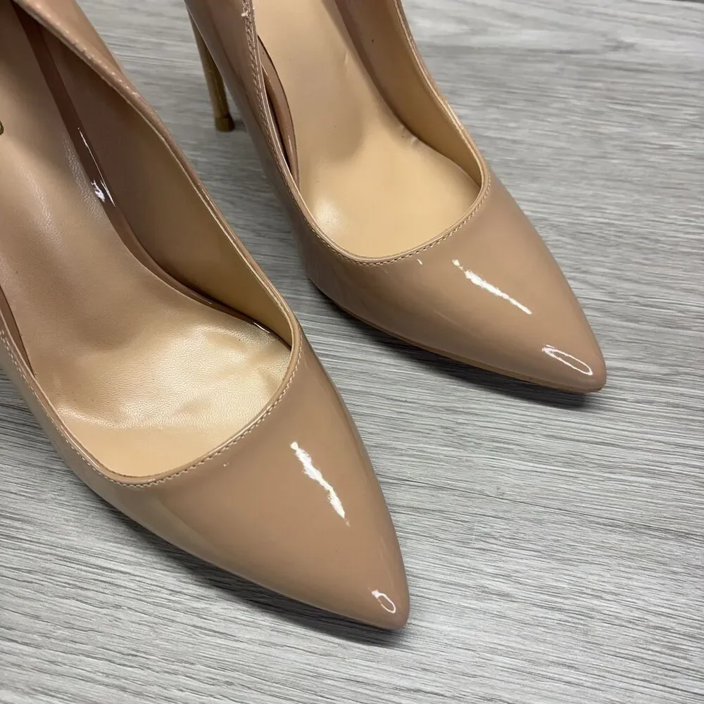 COLETER Women's 4 Inch Pumps Pointy Toe Dress Shoes Stiletto Pumps Sz 7.5 Beich